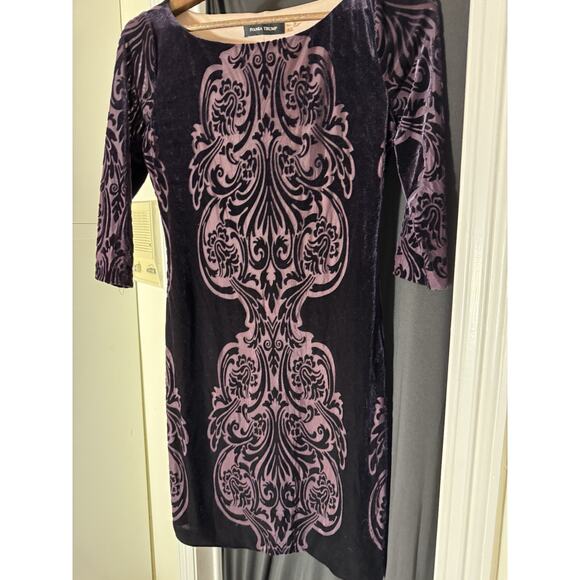 Ivanka Trump Purple Medallion Damask  3/4 Sleeve Velvet Burnout Whimsigoth Fairy - Picture 2 of 5